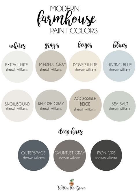 Modern Farmhouse Paint Colors Within The Grove