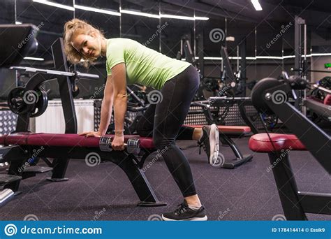 Fitness Sport Training And People Concept Young Woman With Dumbbell