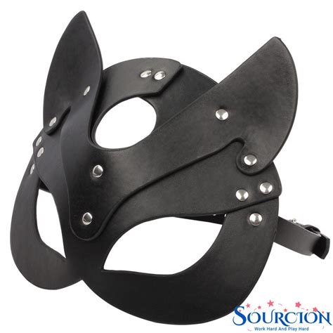 porn fetish head mask whip bdsm bondage halloween mask roleplay restraints pu leather cat sex
