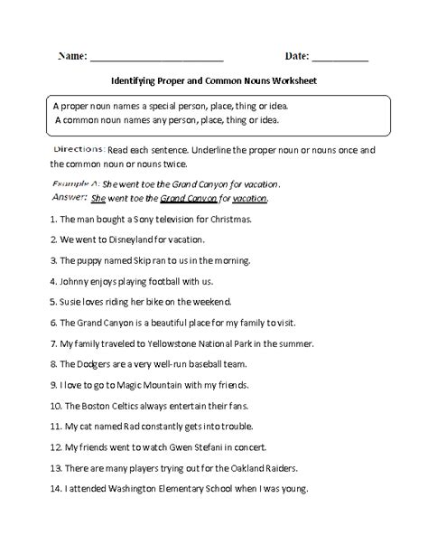 Common And Proper Nouns Worksheets For Grade 4 Worksheet Now