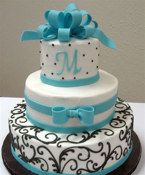 Food And Drink Wedding Cakes With Turquoise Blue Color