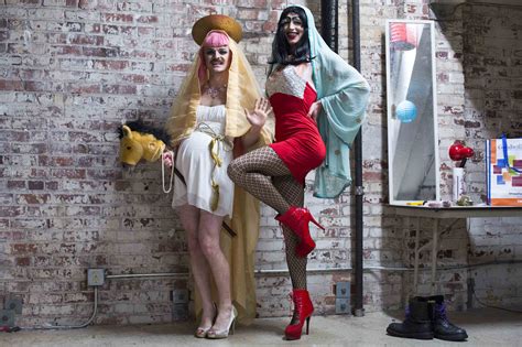 Drag Queens Mika Wish And Strawberry Shortcake Pose As They Make Up In Backstage Before