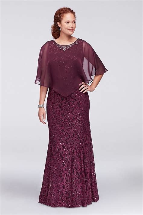 Burgundy Plus Size Lace Formal Dresses With Wrap Beaded Jewel Neck