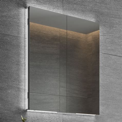 Hib Atrium 60 Led Semi Recessed Aluminium Mirror Cabinet 60 X 70cm