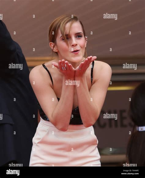 Emma Watson Blows A Kiss From The Top Of The Steps Of The Palais Des Festivals Before The