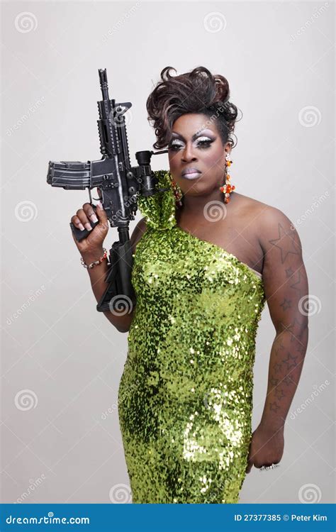 Drag Queen With Gun Stock Image Image Of Female Fashion 27377385