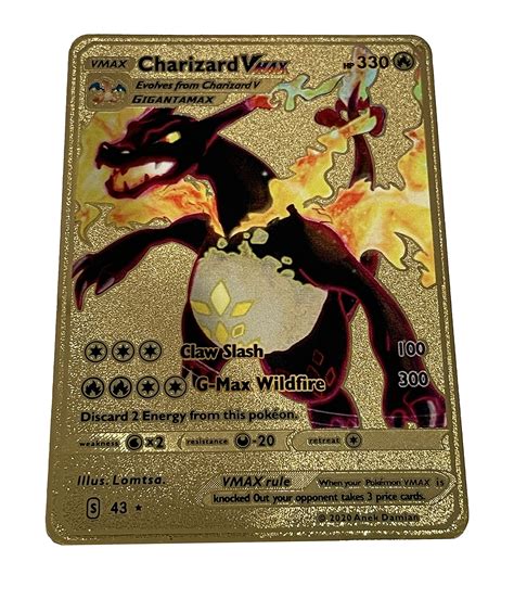 Buy Charizard Vmax Black Pokémon Gold Card Collectors Rare Shiny