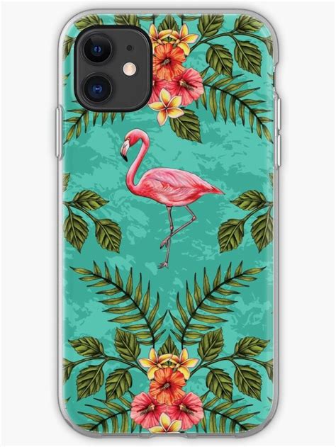 Flamingos And Flowers Pattern W Plumeria And Hibiscus Iphone Case