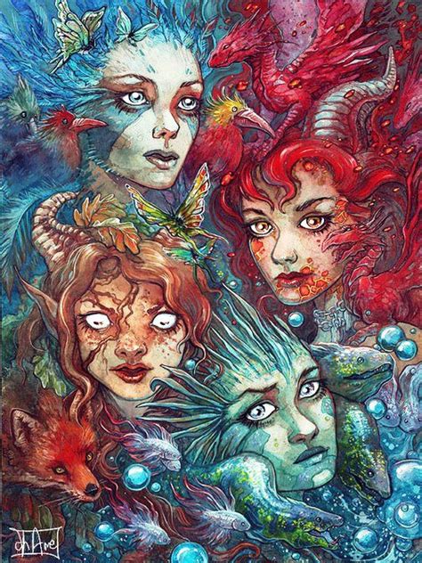 Four Elements Traditional By Morgan Chane On Deviantart Drawings