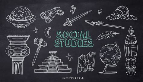Social Studies School Chalk Doodle Pack Vector Download