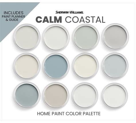 Calm Coastal Paint Color Palette Sherwin Williams Coastal Etsy