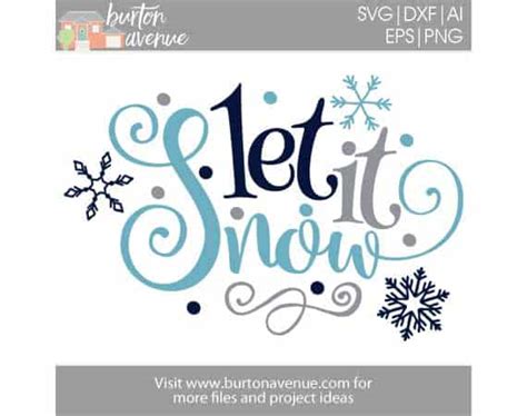 Instant Download Let It Snow With Snowflakes Cut File For Cricut Let It