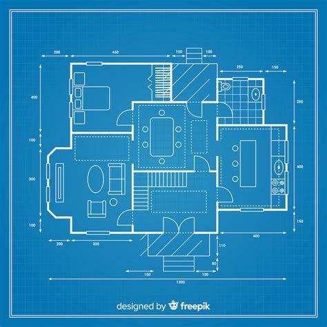 Detailed Blueprint Of A Project For A House Vector Free Download