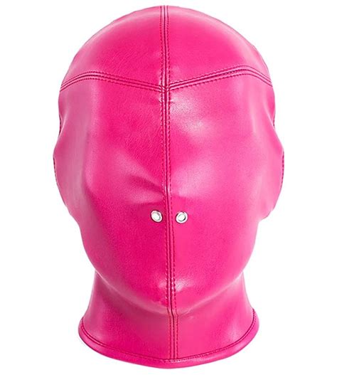 Leather Bondage Full Face Mask Head Hood Breathable Fetish Mask