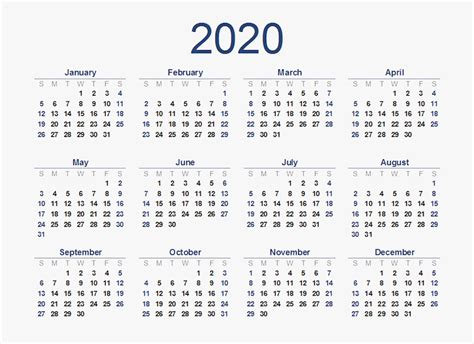 All Months Calendar 2020 Download Free Png Free Printable 2020