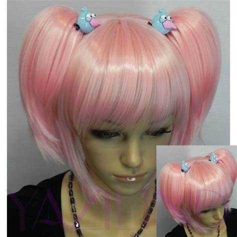 Hot Sell New New Blonde Pink Long Cosplay Full Wig Pigtails Womens
