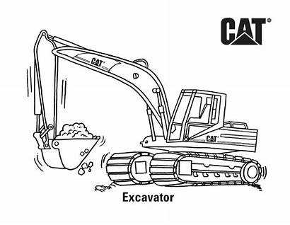 Coloring Excavator Pages Cat Construction Equipment Plow