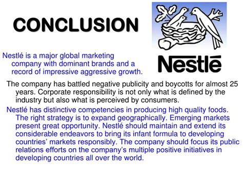 Nestle company profile discusses about history of nestle company, main history of nestle. PPT - Global Marketing Management Case Study: Nestlé ...