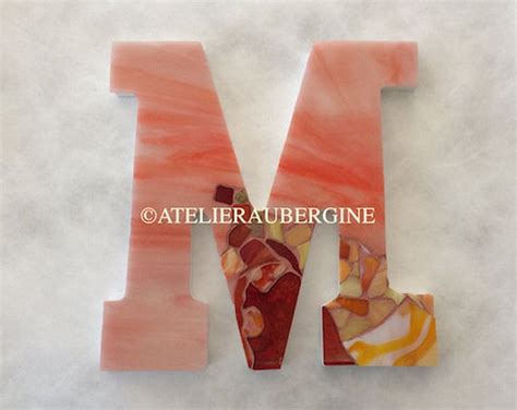 Monogram Letter M 4 Typography With Stained Glass Mosaic Custom