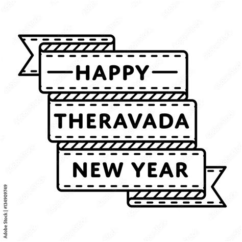 Happy Theravada New Year Emblem Isolated Vector Illustration On White