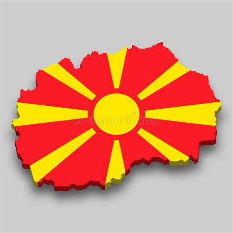 3d Isometric Map Of North Macedonia With National Flag Stock Vector