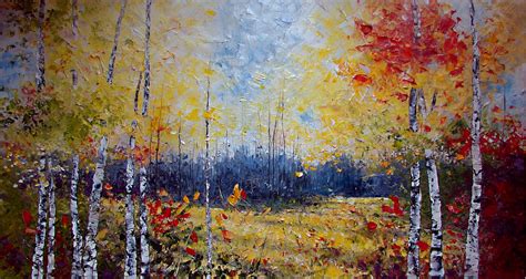 Autumn Flowers Fall Forest Abstract Landscape Oil Painting