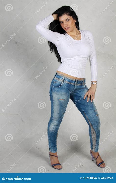 Long Haired Woman Posing In Studio Stock Photo Image Of Woman Adult