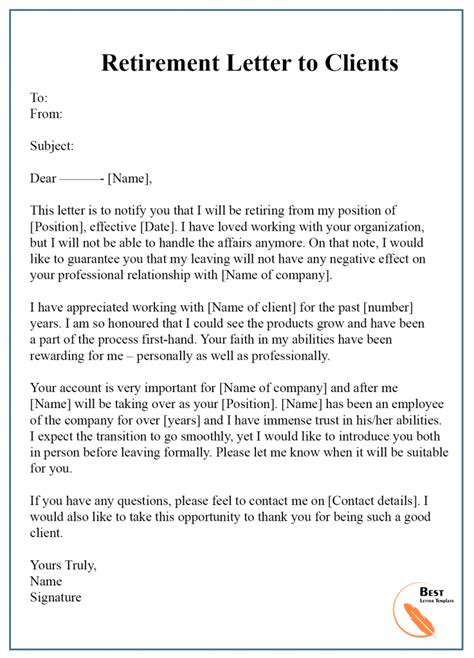 7 Free Retirement Letter Template Format Sample And Example 2024