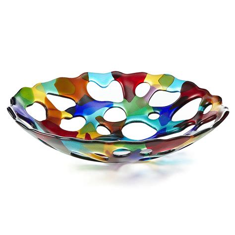 Multi Color Erosion Bowl Recycled Glass Handblown Uncommongoods