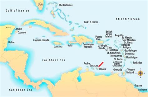 Map Of The Caribbean Showing The Location Of Bonaire Caribbean