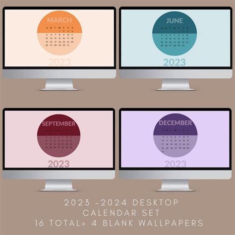 2023 Calendar Desktop Wallpaper Bundle Monthly Calendar Etsy In 2023