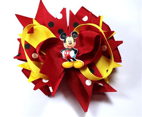 Boutique Mickey Mouse Inspired Resin Hair Bow Clip Etsy Bows Bow