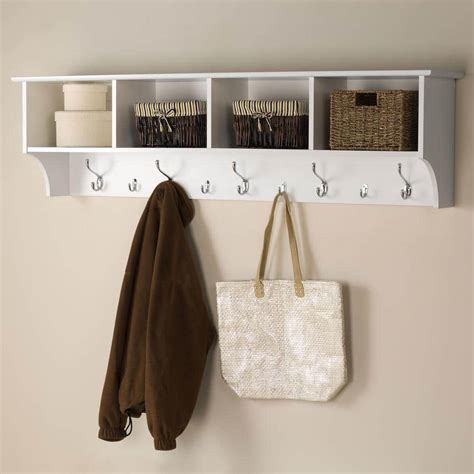 Prepac 60 In Wall Mounted Coat Rack In White Wec 6016 The Home Depot