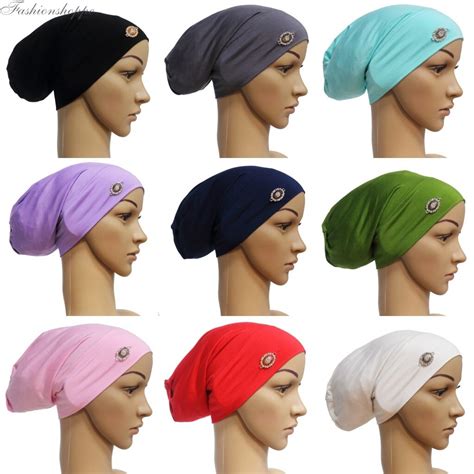 Soft Modal Inner Hijab Caps Muslim Stretch Turban Cap Islamic Underscarf Bonnet Hat Female
