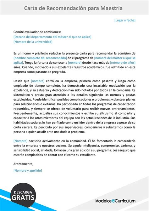 Modelo Carta De Presentacion Maestria