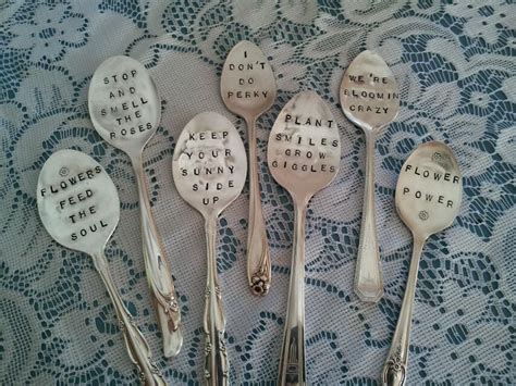 Hand Stamped Vintage Silverplated Spoonsgarden Markers What Would You