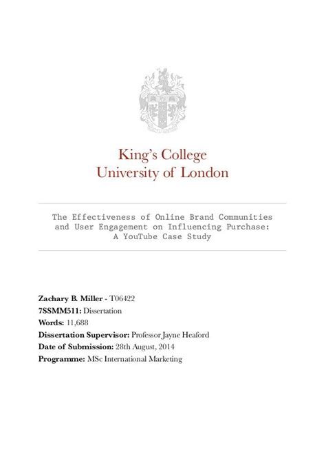 Kings College University Of London The Effectiveness Of Online Brand
