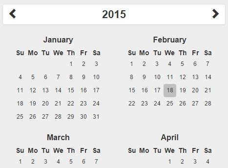 Simple year calendar plugin for jquery and bootstrap