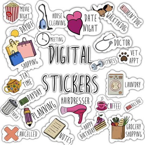 Digital Stickers Set For Digital Planner Zinnia App Etsy