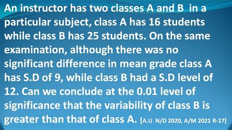 Snm Ma Unit Testing Of Hypothesis F Test F Distribution Problem In Tamil