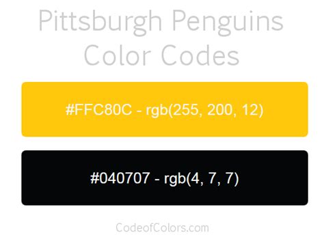 The color consultant on this. Pittsburgh Penguins Colors - Hex and RGB Color Codes