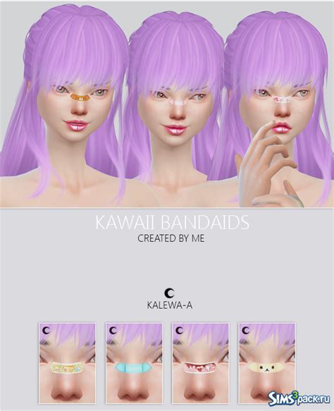 Скачать пластырь на нос Kawaii Bandaids от Kalewa для Симс 4