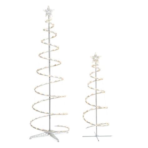 Home Accents Holiday 2 Piece Warm White Led Spiral Trees Holiday Yard