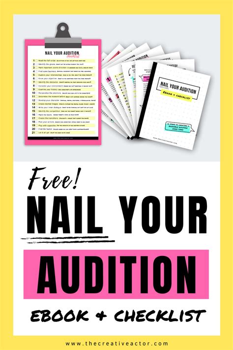 Nail Your Audition Ebook And Checklist Acting Audition Audition Tips