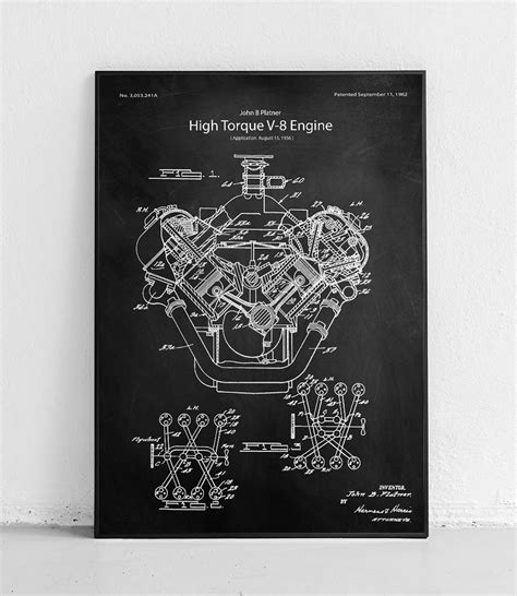 Hemi V8 Engine Poster Blackboard 40 X 50 Cm Fine Art