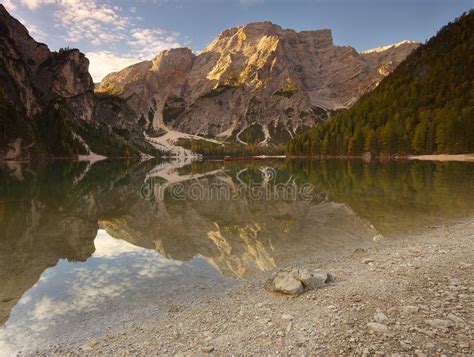 Lake Of Lago Di Braies Dolomites Italy Stock Photo Image Of Place