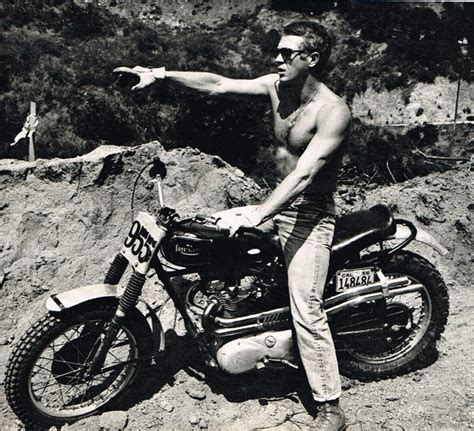 When the name steve mcqueen comes up, people either associate him with the 1968 ford gt 390 fastback he made famous in bullitt, his love of motor racing, or his passion for motorcycles. Steve McQueen on a Triumph Motorcycle Photo Picture