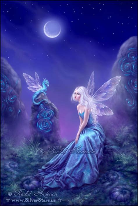 Luminescent Dragon And Fairy Art Painting By Rachel Anderson