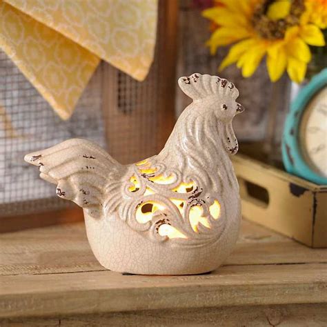 Cream Ceramic Rooster Night Light From Kirklands Rooster Decor
