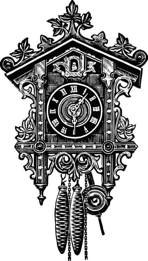 Cuckoo Clock Clock Vintage Illustration Vintage Clip Art Vintage